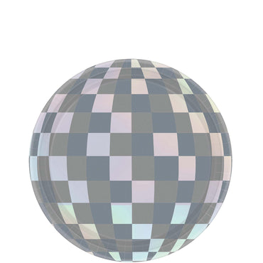 Disco Ball Drop Iridescent Paper Plates 7in, 8pcs Printed Tableware - Party Centre