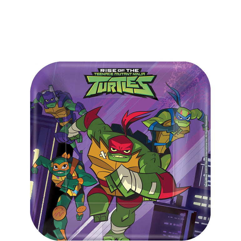 Rise Of The Teenage Mutant Ninja Paper Plates 7in, 8pcs Printed Tableware - Party Centre