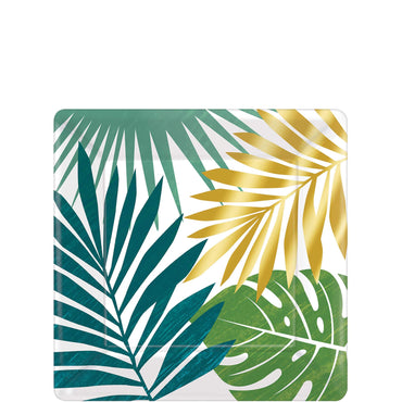 Key West Metallic Square Paper Plates 7in, 8pcs Printed Tableware - Party Centre