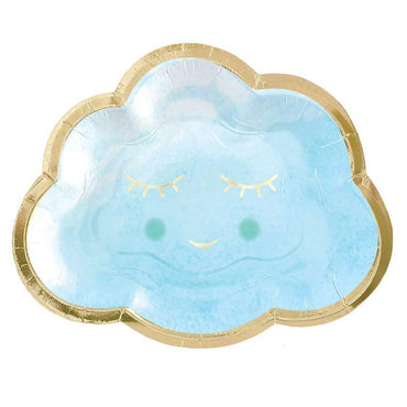 Oh Baby Boy Metallic Shaped Paper Plates 6.5in, 8pcs Solid Tableware - Party Centre