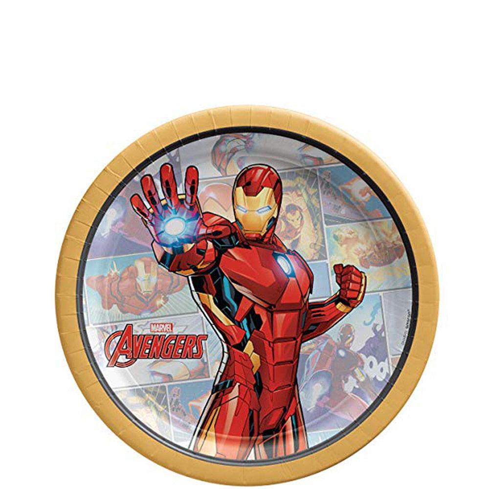 Marvel Powers Unite Iron Man Round Paper Plates 7in, 8pcs Printed Tableware - Party Centre