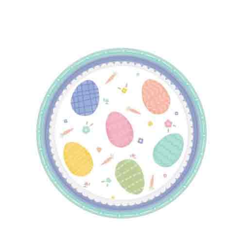 Pretty Pastel Happy Easter Round Plates 7in, 8pcs