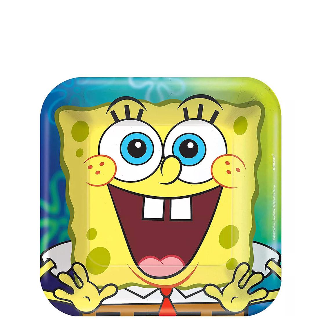 Spongebob Square Paper Plates 7in, 8pcs Solid Tableware - Party Centre