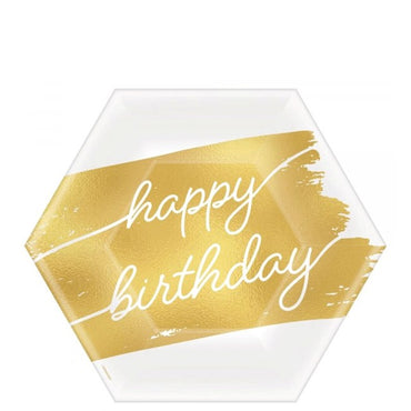 Golden Age Birthday Hexagon Metallic Plates 7in, 8pcs