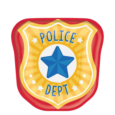 First Responders Police Badge Shaped Paper Plates 7in, 8pcs