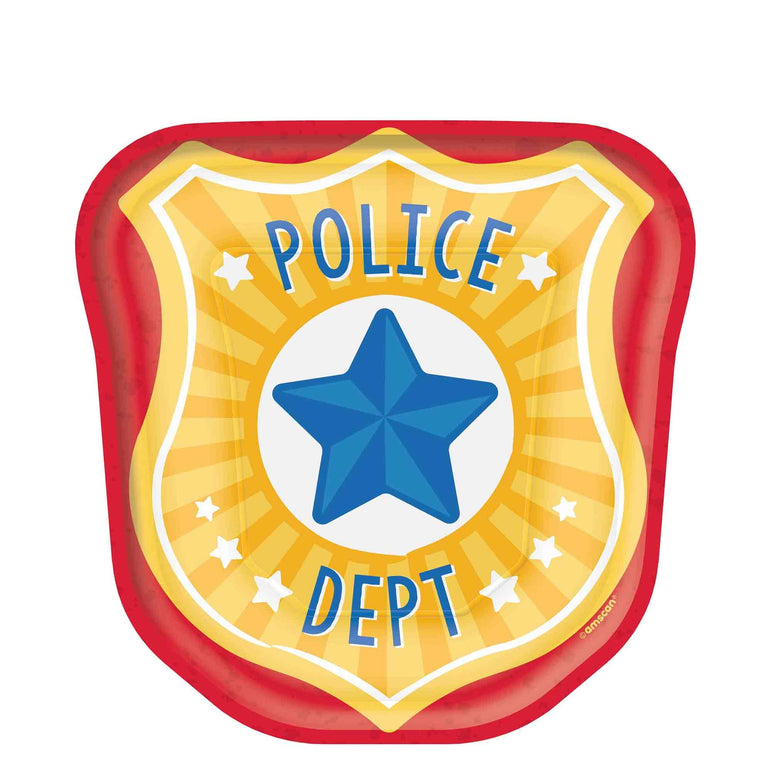 First Responders Police Badge Shaped Paper Plates 7in, 8pcs