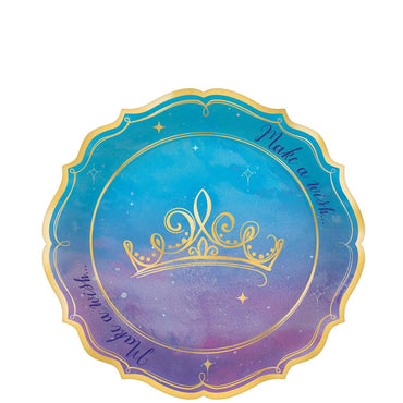 Once Upon A Time Shape Metallic Paper Plates 7in, 8pcs Solid Tableware - Party Centre