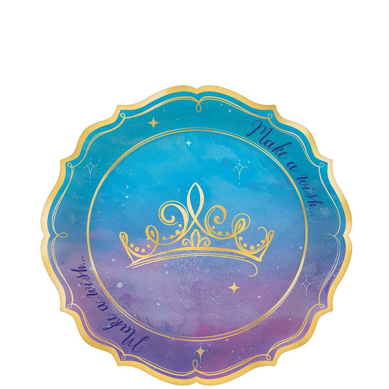 Once Upon A Time Shape Metallic Paper Plates 7in, 8pcs Solid Tableware - Party Centre