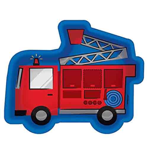 First Responders Fire Truck Shaped Paper Plates 7in, 8pcs