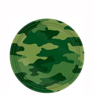 Camouflage Plates 7in, 8pcs Printed Tableware - Party Centre