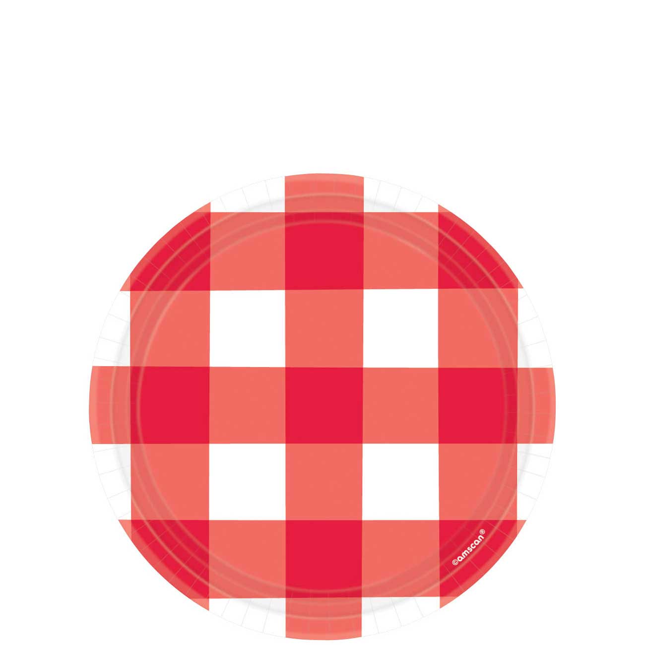 RED GINGHAM 7iN ROUND PLATES Printed Tableware - Party Centre
