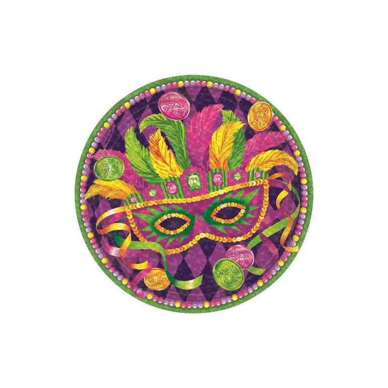 Masquerade Prismatic Dinner Plates 9in, 8pcs Printed Tableware - Party Centre