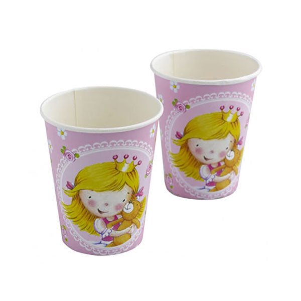 Sweet Little Princess Cups 8pcs Printed Tableware - Party Centre