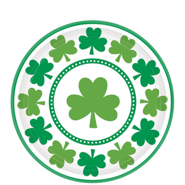 Lucky Shamrock Paper Plates 9in, 8pcs Printed Tableware - Party Centre