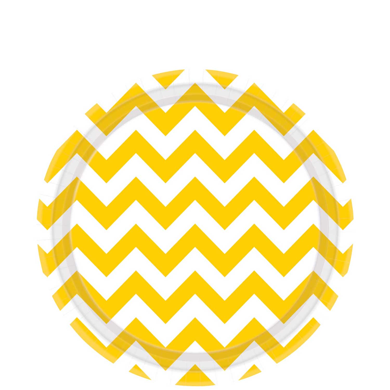 Yellow Sunshine Chevron Round Party Paper Plates 9in 8pcs Printed Tableware - Party Centre