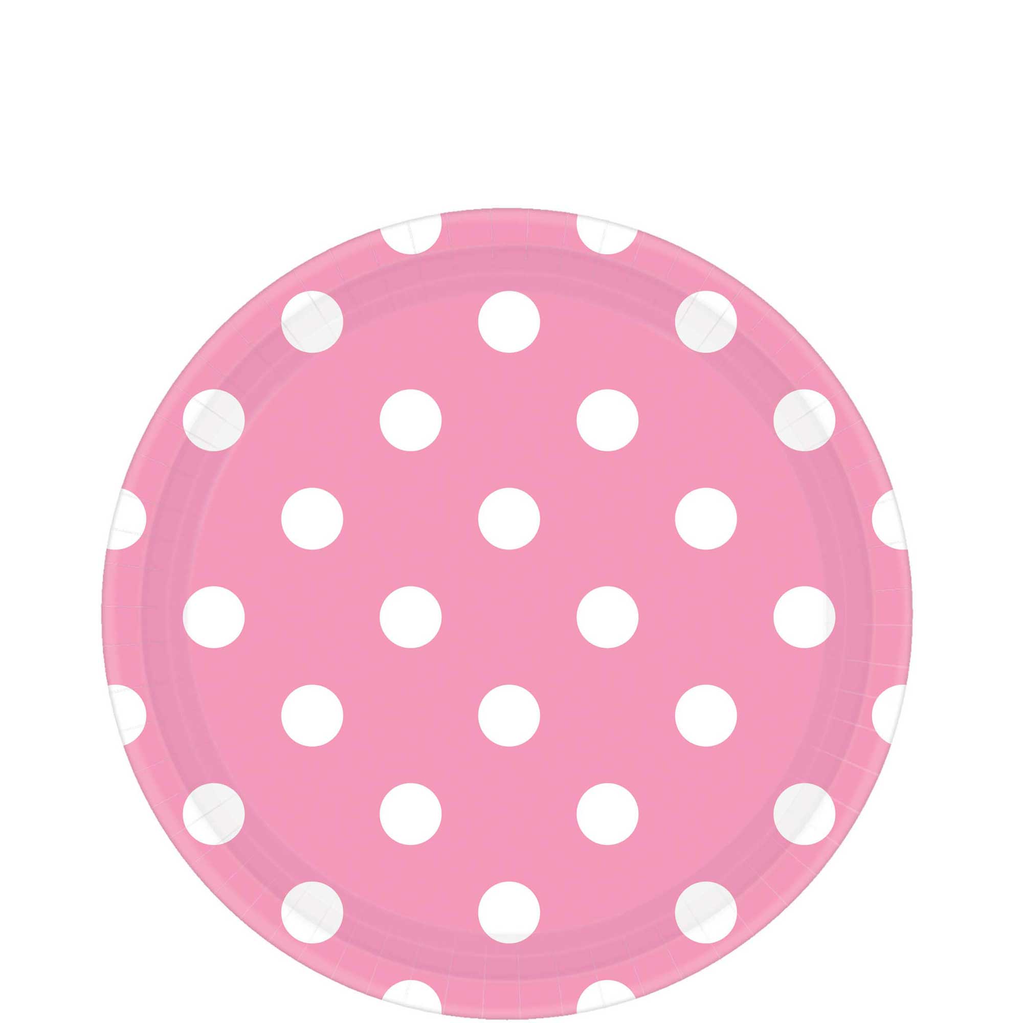 New Pink Dots Round Party Paper Plates 9in 8pcs Printed Tableware - Party Centre