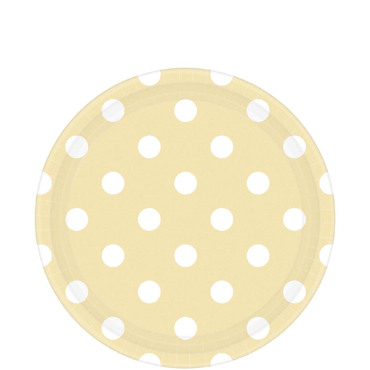 Vanilla Crème Dots Round Paper Plates 9in 8pcs Printed Tableware - Party Centre