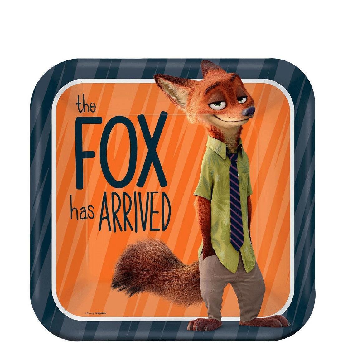 Zootopia Square Plates 9in, 8pcs Printed Tableware - Party Centre