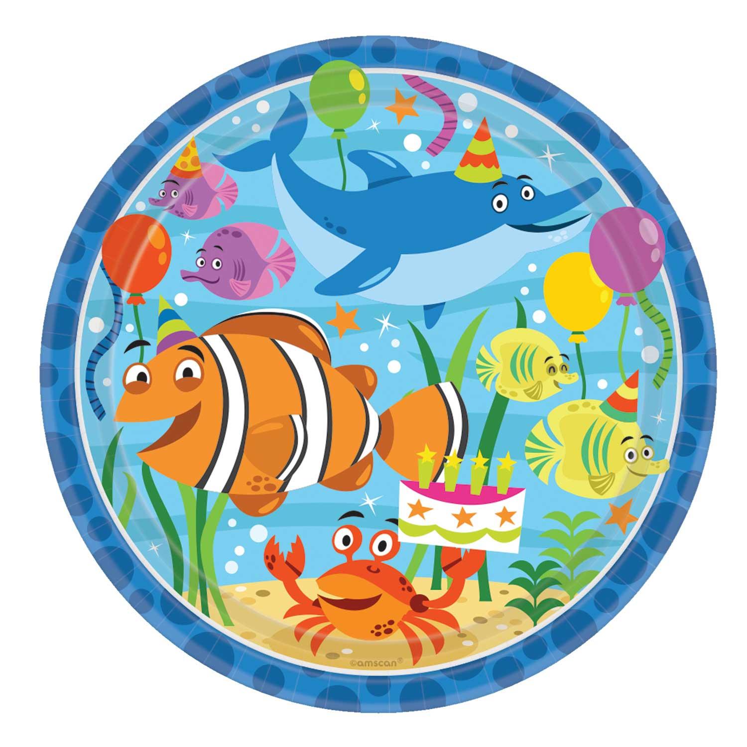 Ocean Buddies Paper Plates 9in, 8pcs Printed Tableware - Party Centre