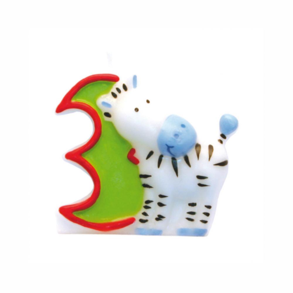 Safari Number 3 Candle Party Accessories - Party Centre