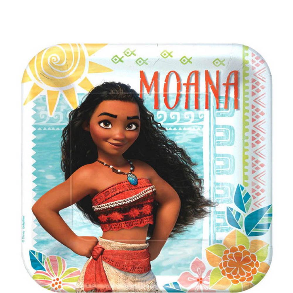 Moana Square Paper Plates 9in, 8pcs Printed Tableware - Party Centre