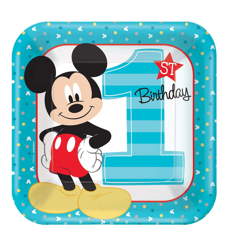 Mickey's Fun To Be One Square Plates 9in, 8pcs