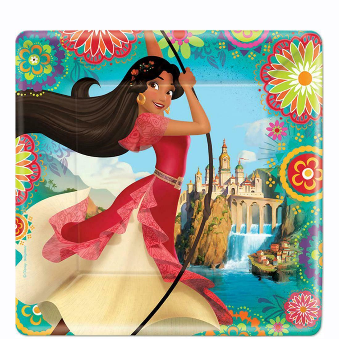 Elena Of Avalor Square Paper Plates 9in, 8pcs Printed Tableware - Party Centre