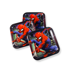 Spider-Man Webbed Square Paper Plates 9in, 8pcs