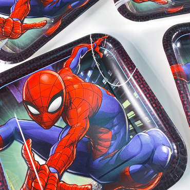 Spider-Man Webbed Square Paper Plates 9in, 8pcs