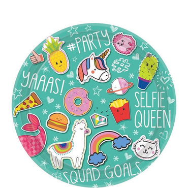 Selfie Celebration Round Paper Plates 9in, 8pcs Printed Tableware - Party Centre