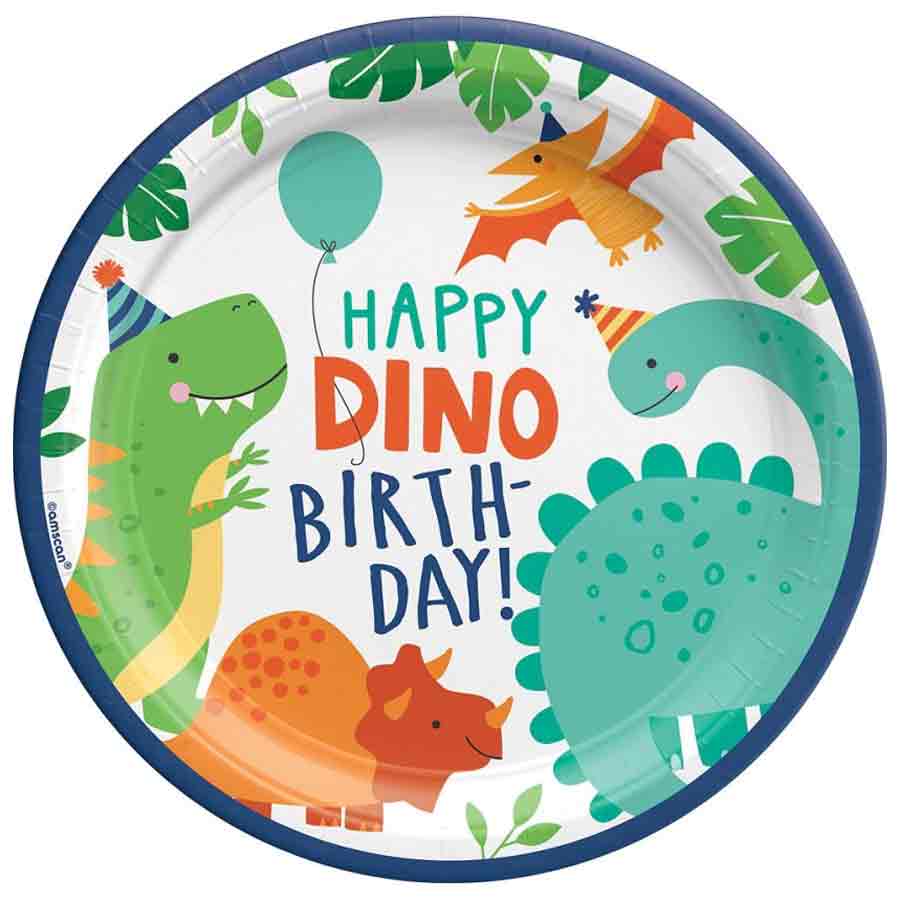 Dino-Mite Party Round Plates 9in, 8pcs