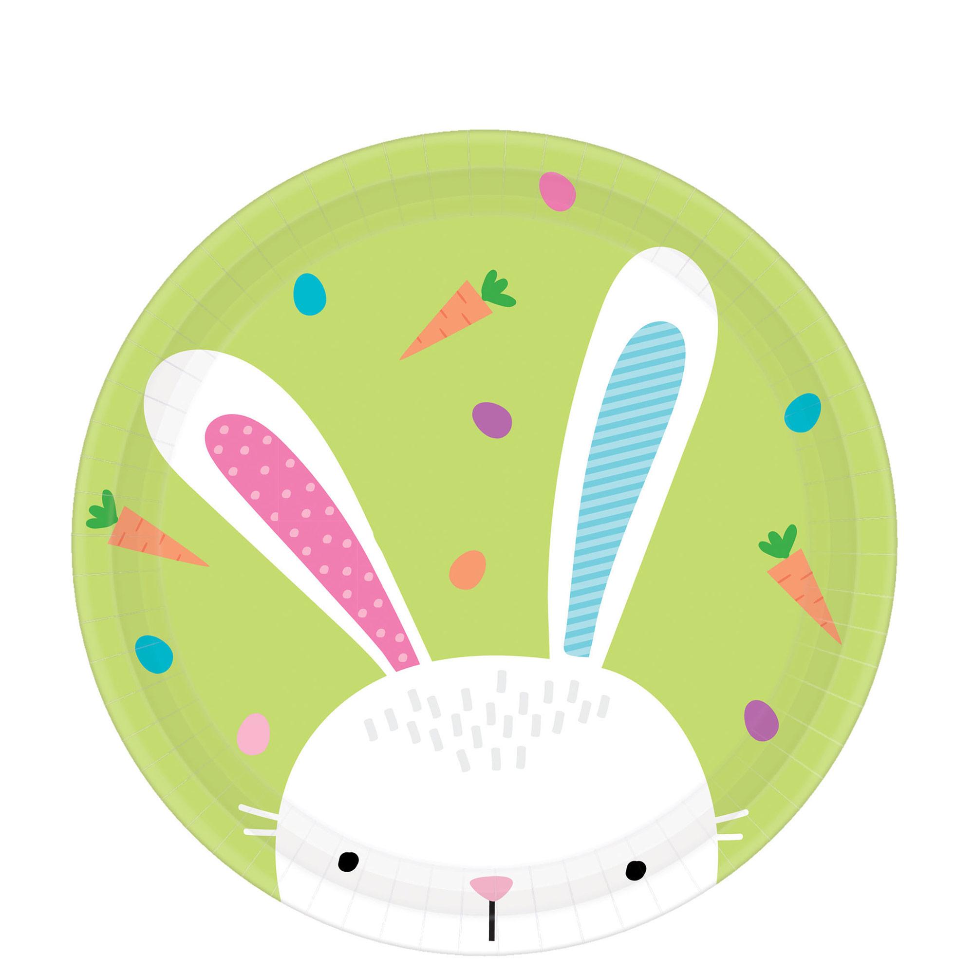 Hello Bunny Round Plates 9in, 8pcs Printed Tableware - Party Centre
