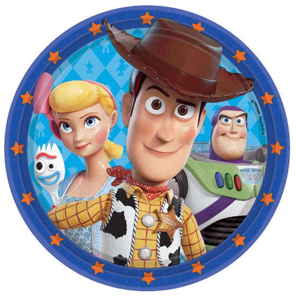 Disney Toy Story 4 Round Paper Plates 9in, 8pcs Printed Tableware - Party Centre