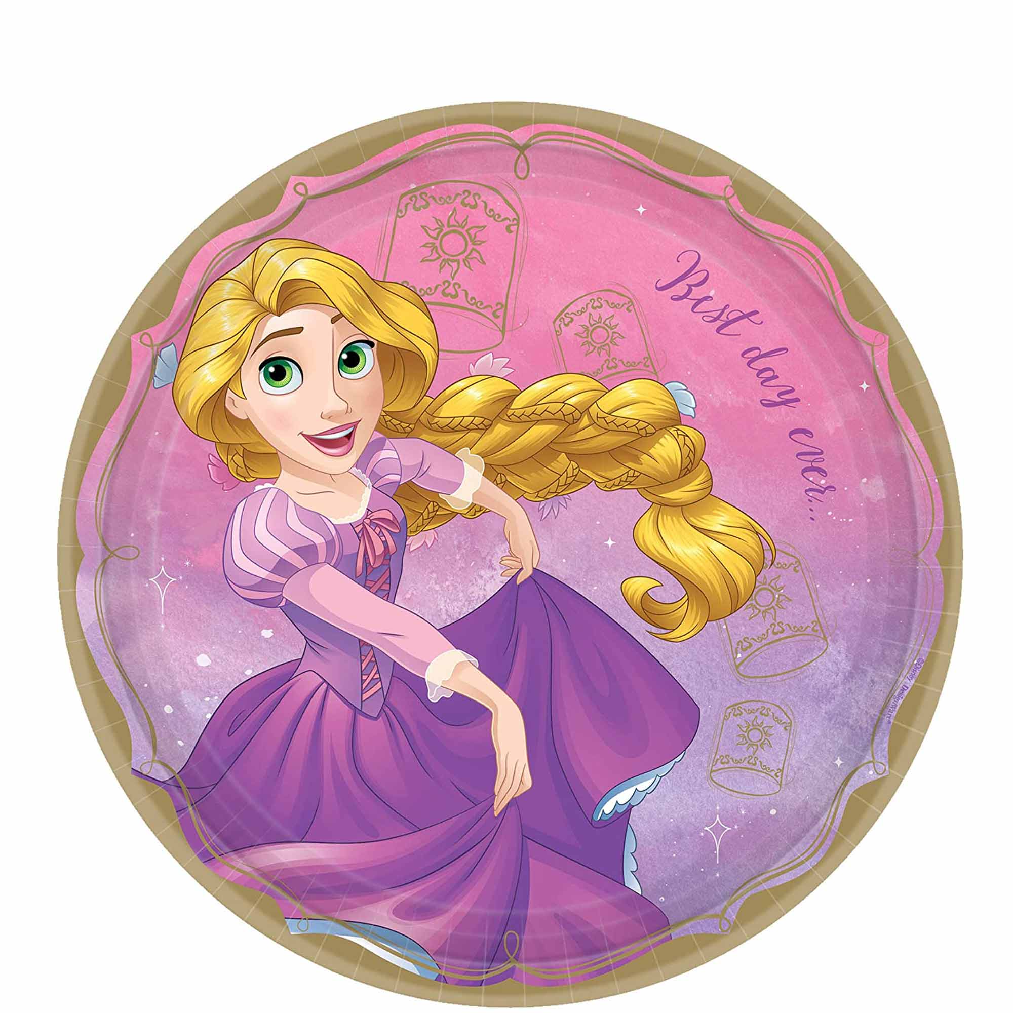 Once Upon A Time Rapunzel Round Paper Plates 9in, 8pcs Solid Tableware - Party Centre