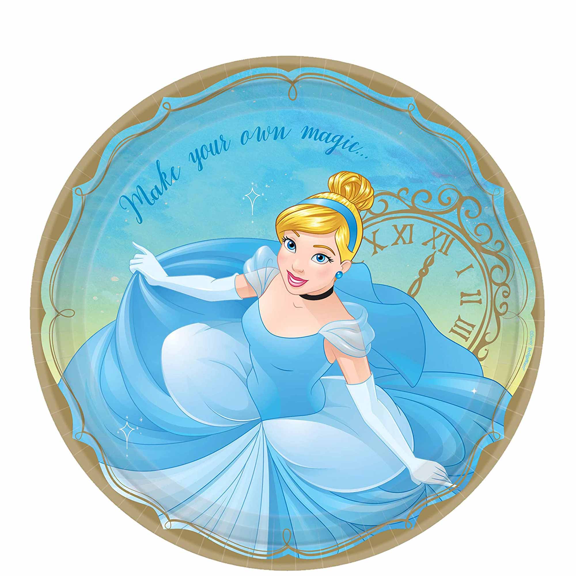 Once Upon A Time Cinderella Round Paper Plates 9in, 8pcs Solid Tableware - Party Centre