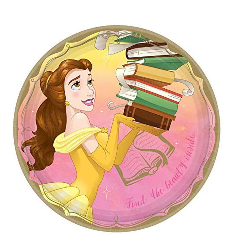 Once Upon A Time Round Belle Paper Plates 9in, 8pcs Solid Tableware - Party Centre