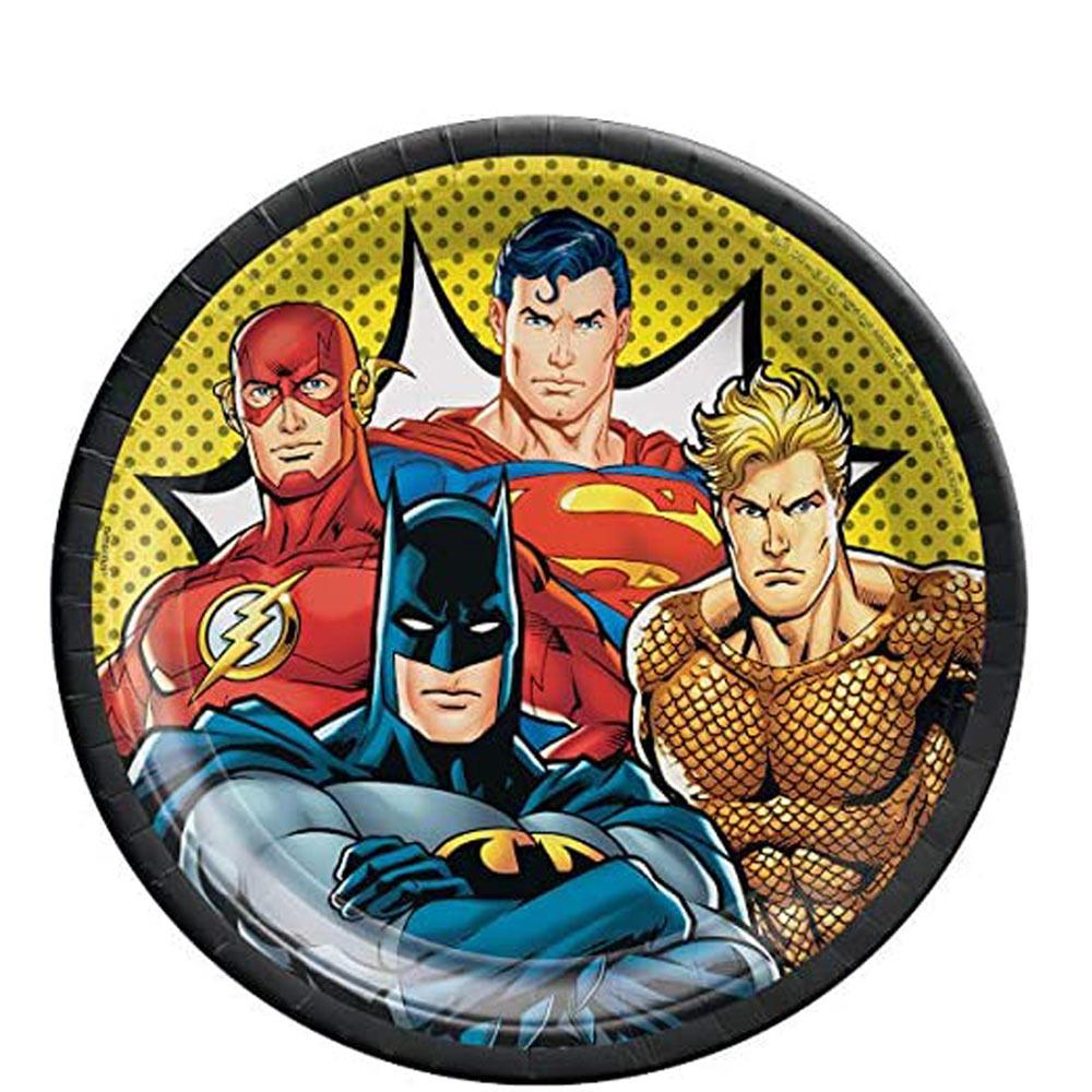 Justice League Heroes Unite Paper Plates 9in, 8pcs Printed Tableware - Party Centre