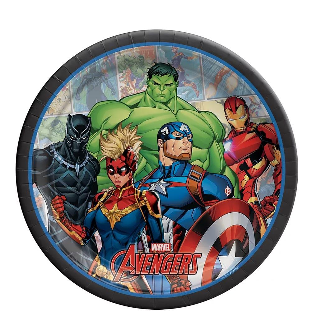 Marvel Avengers Powers Unite Round Paper Plates 9in, 8pcs Printed Tableware - Party Centre