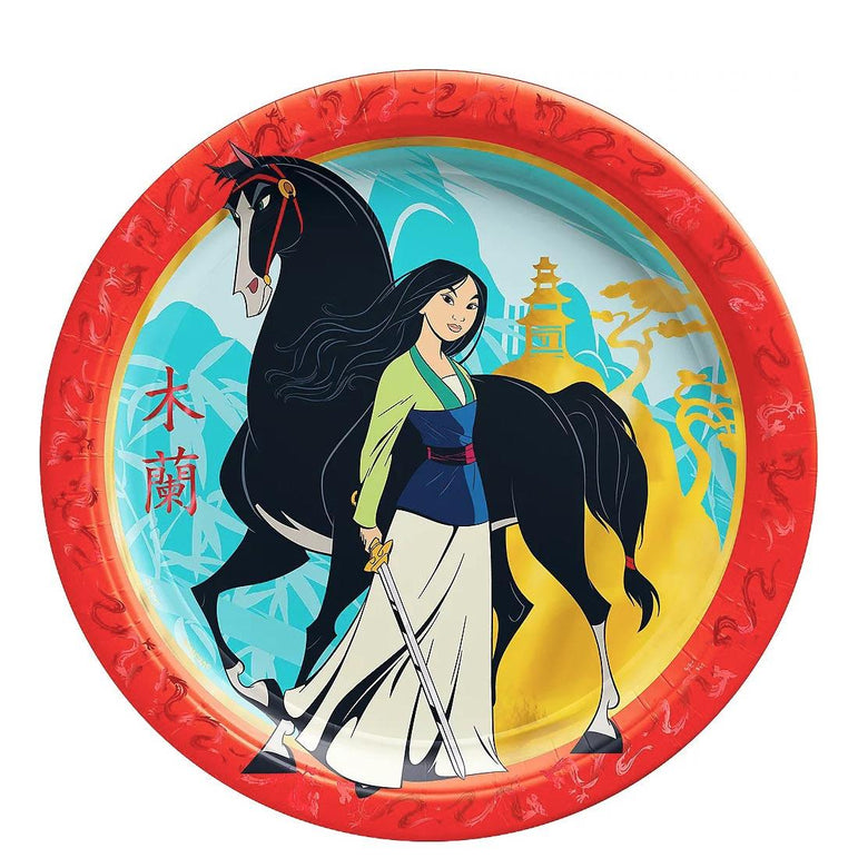 Disney Mulan Metallic Paper Plates 9in, 8pcs Printed Tableware - Party Centre