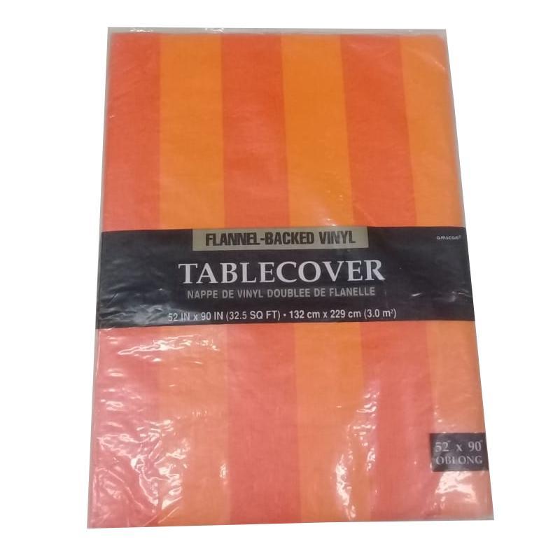 Halloween Orange Strips Table Cover Solid Tableware - Party Centre