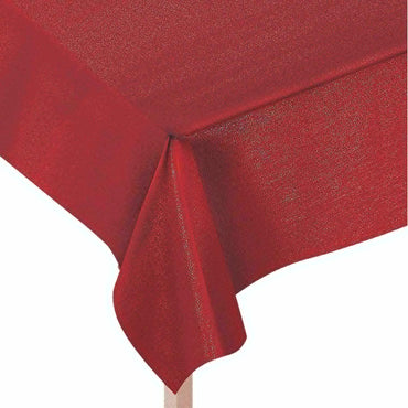 Luxury Red Metallic Fabric Tablecover 60in x 84in Solid Tableware - Party Centre