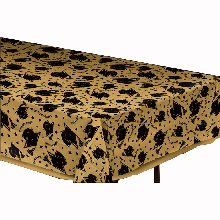 Graduation Clear Plastic Tablecover 54in x 108in Printed Tableware - Party Centre