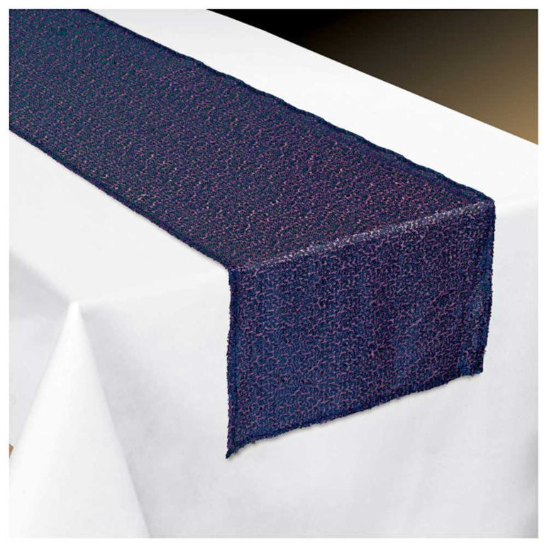 Sparkling Sapphire Fabric Sequin Table Runner Printed Tableware - Party Centre