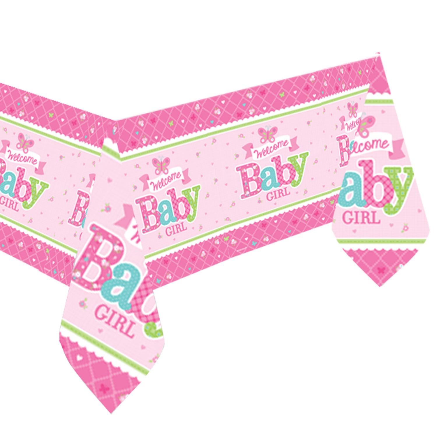 Welcome Little One Baby Girl Paper Tablecover Printed Tableware - Party Centre