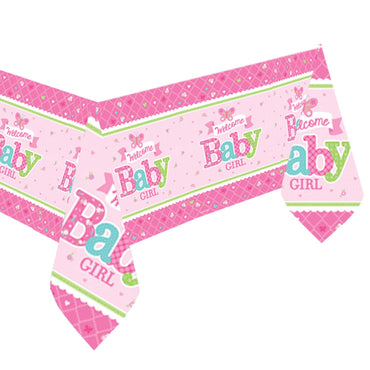 Welcome Little One Baby Girl Paper Tablecover Printed Tableware - Party Centre