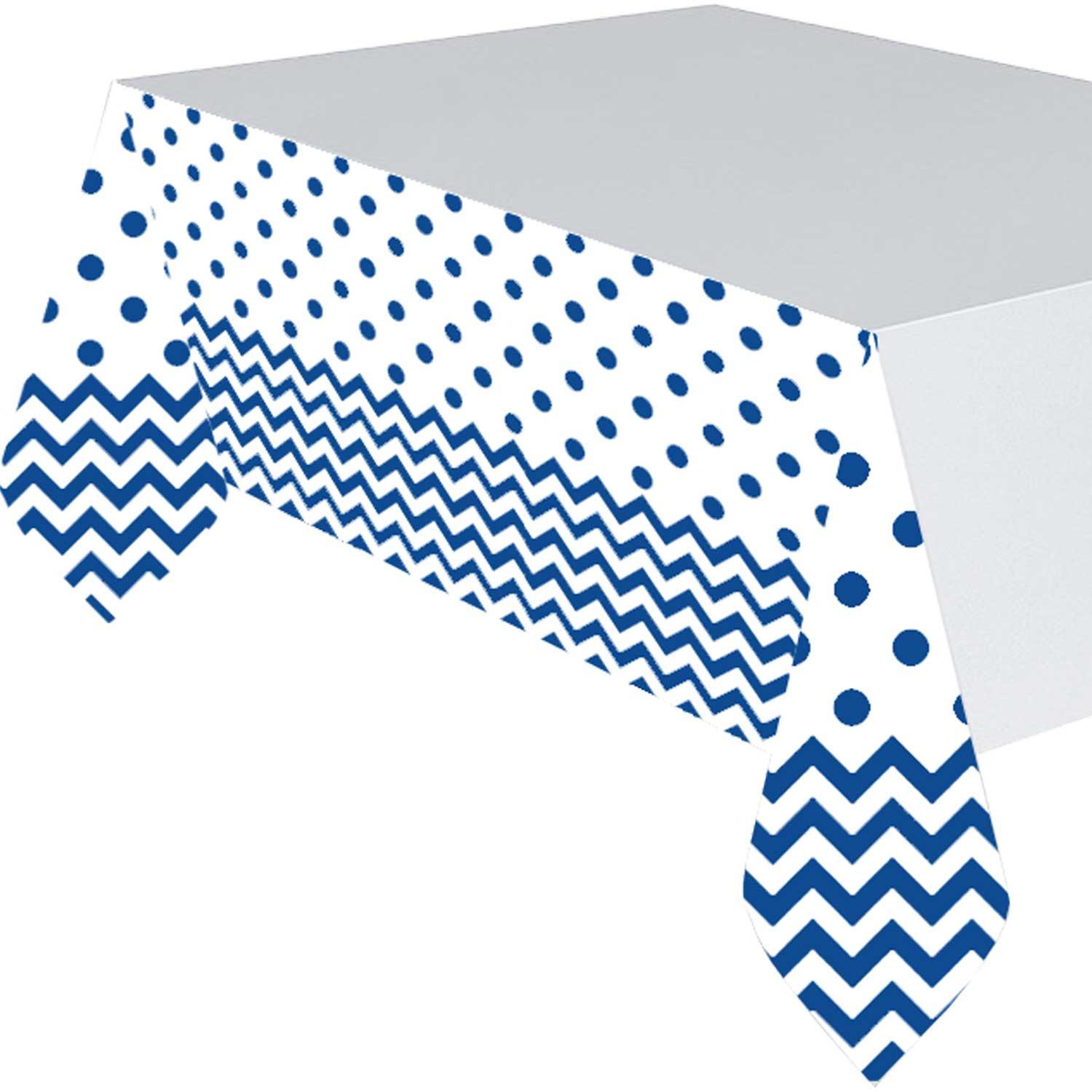 Bright Royal Blue Chevron Party Plastic Table Cover 54x102in Printed Tableware - Party Centre