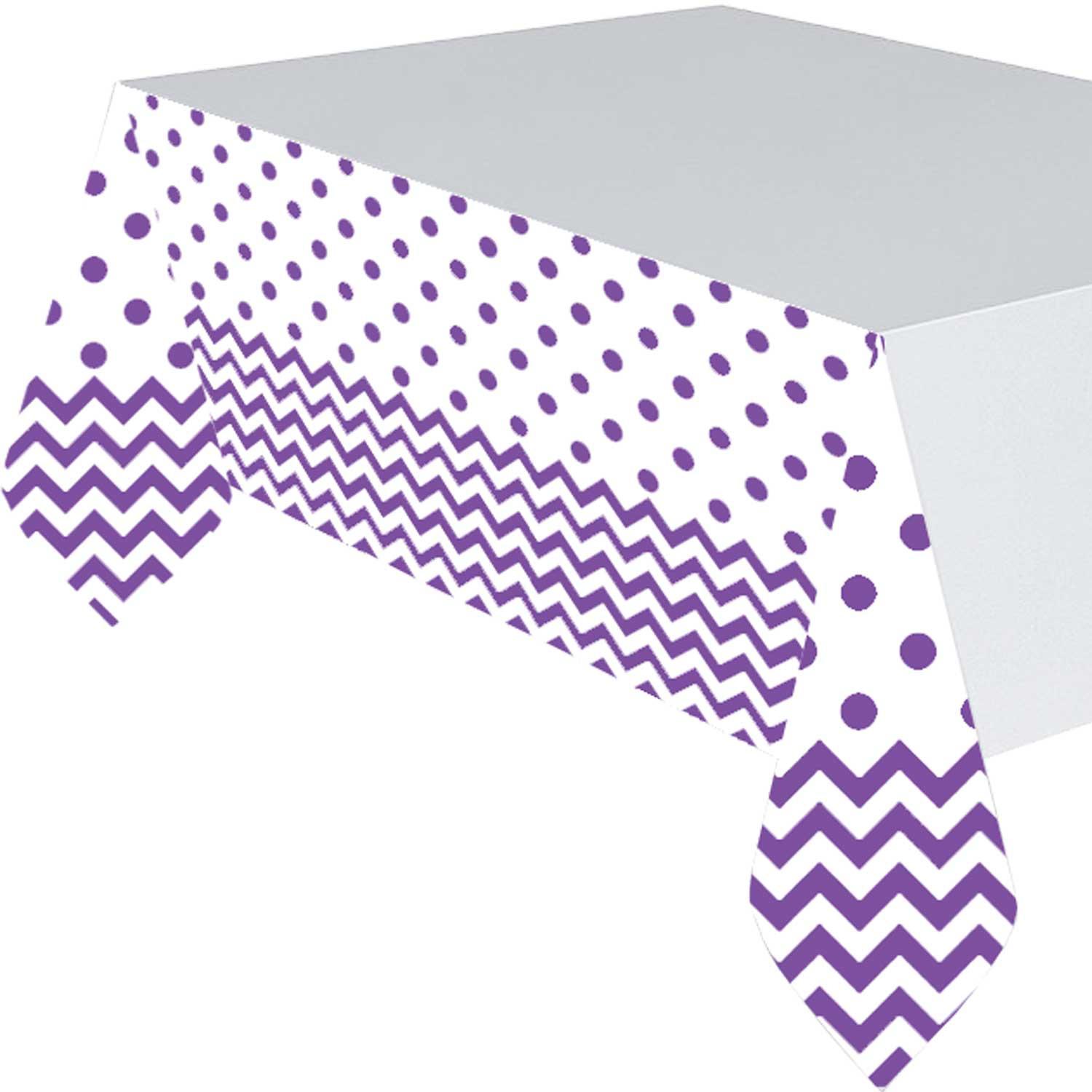 New Purple Chevron Party Plastic Table Cover 54x102in Printed Tableware - Party Centre