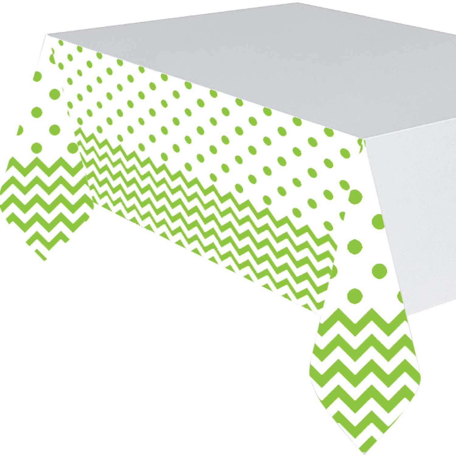 Kiwi Green Chevron Party Plastic Table Cover 54x102in Printed Tableware - Party Centre