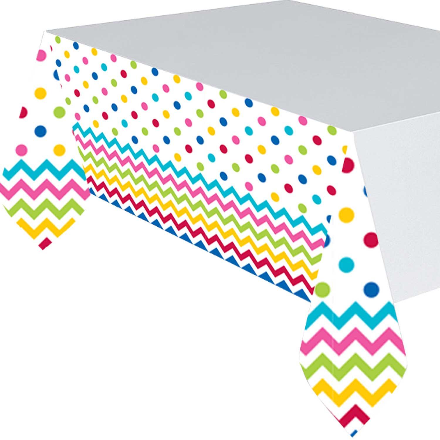 Rainbow Chevron Plastic Table Cover 54x102in Printed Tableware - Party Centre