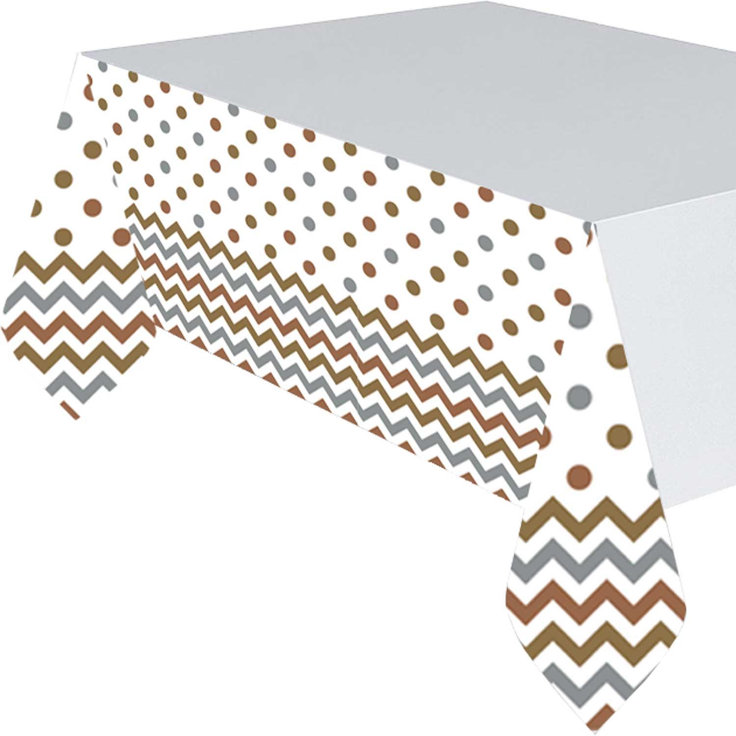 Mixed Metals Chevron Party Plastic Table Cover 54x102in Printed Tableware - Party Centre